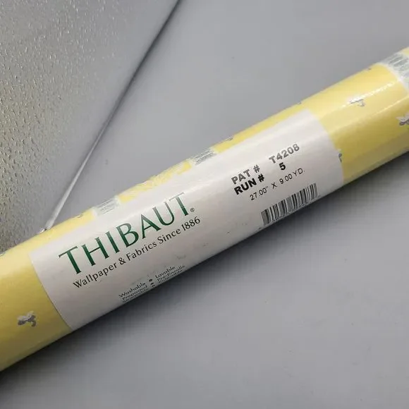 Thibaut Wallpaper T42085 Single Roll Yellow Gray Color NEW Washable PrePasted